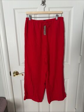 NWT J. Crew Bright Red Elastic Waist Pull-On Pants small